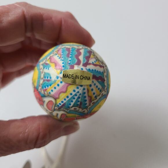 Vintage Paper Mache Bunny Shaped Easter Eggs Lot of 3 with Ties Decor Holiday - Picture 10 of 14